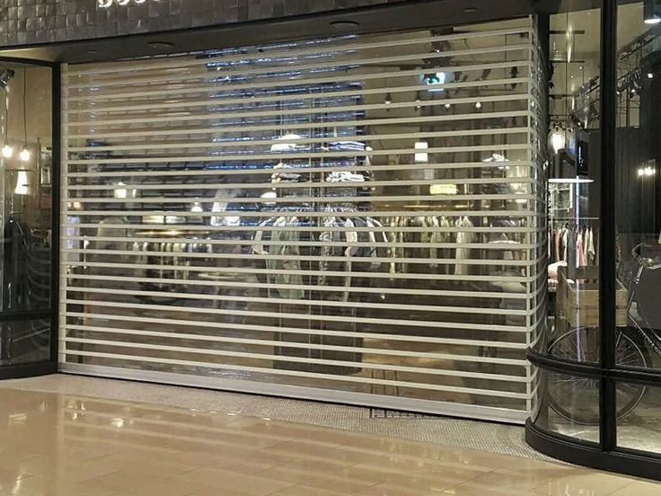 Transparent rolling shutter on a shopfront